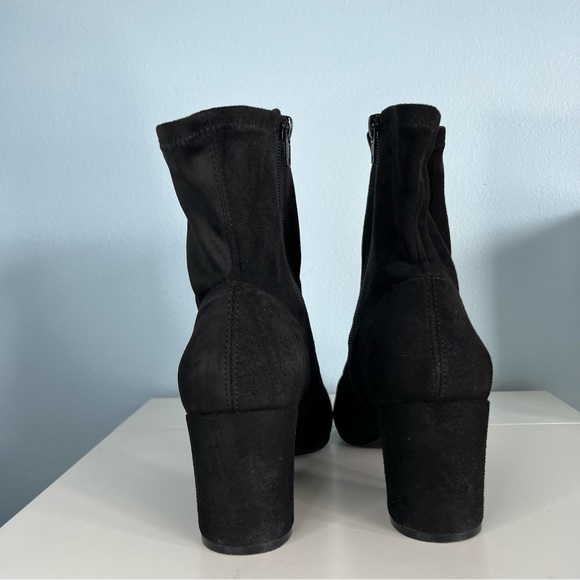 Nicole Carina Black Velvet-Suede Block Heel Ankle Boots 9M - Picture 3 of 5